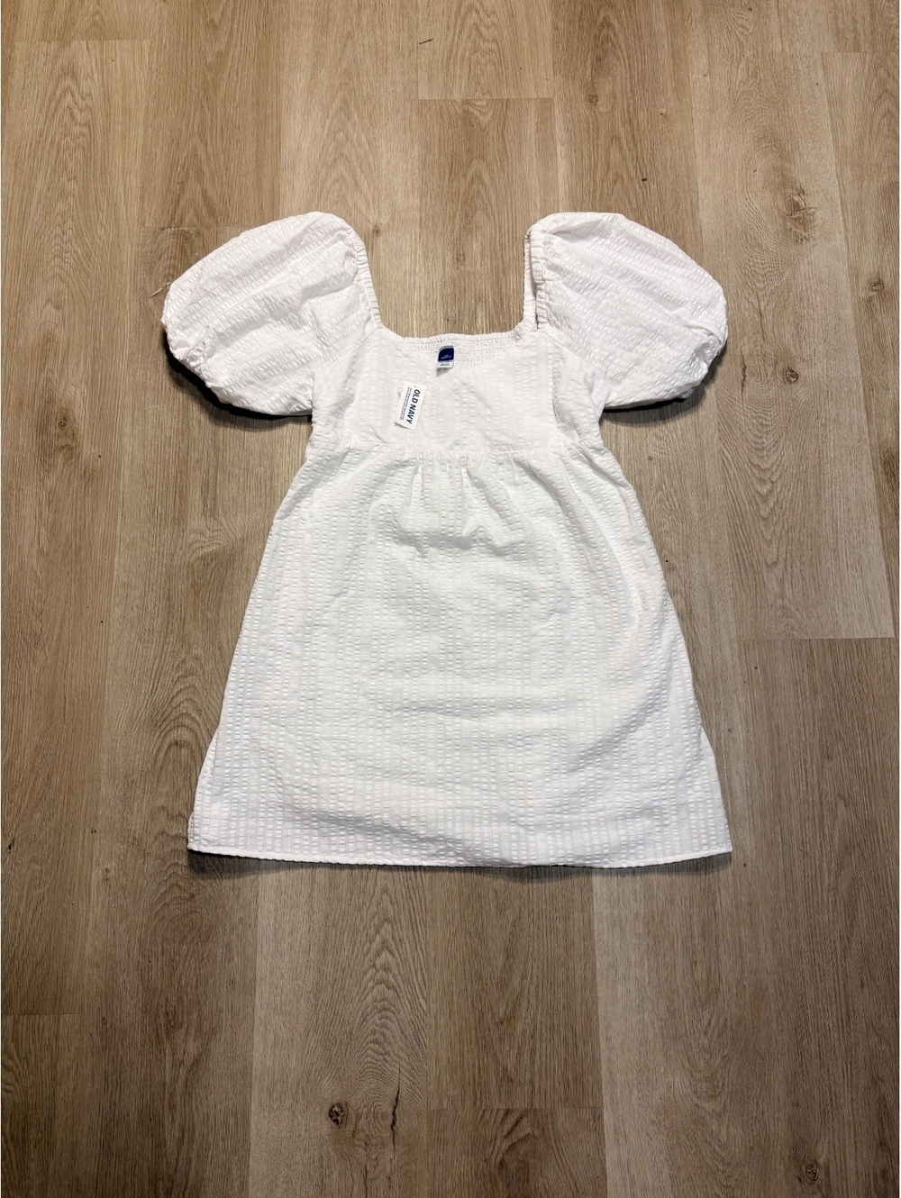 Old Navy White Babydoll Mini Dress Size XS Petite NWT Cottagecore Puff Sleeves